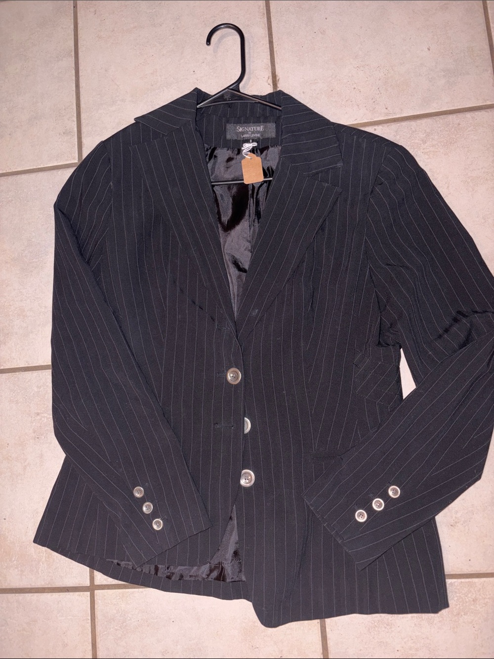 Signature Black Pinstripe Blazer